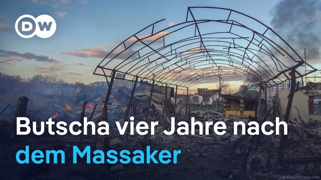 Ukrainische Stadt erinnert an russische Gräueltaten