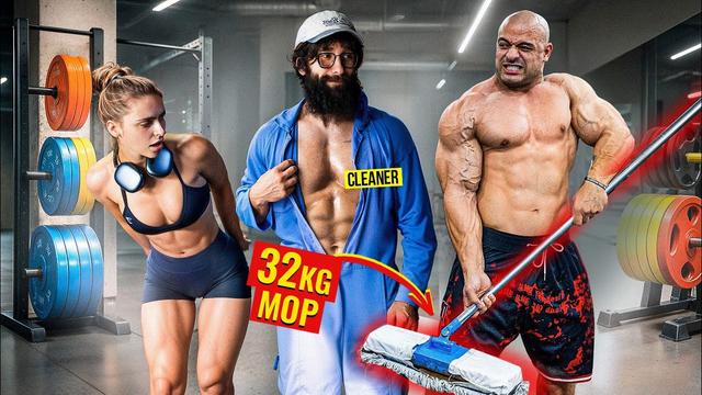 32KG Mop Shocks GIRLS and BodyBuilders in a GYM | Pretended to be a CLEANER #43