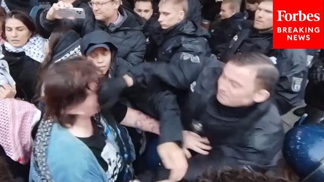 Police In Berlin Punch, Forcibly Arrest Protesters During Clash At Pro-Palestinian Rally