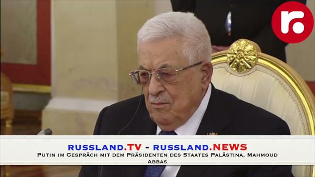 Putin im Gespräch mit dem Präsidenten des Staates Palästina, Mahmoud Abbas