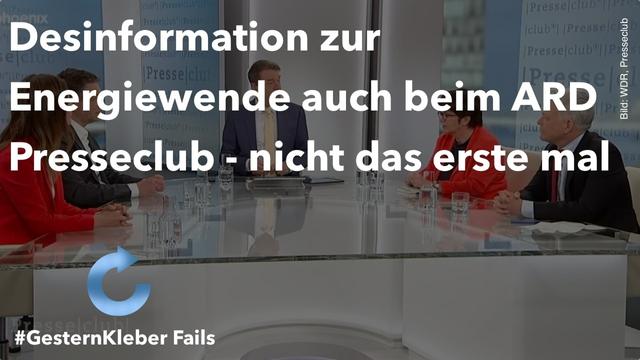 Desinformation zur Energiewende auch beim ARD Presseclub - nicht das erste mal