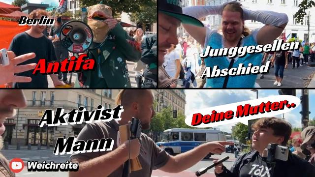 Aktivist Mann, Junggesellen Abschied Berlin Querdenken 30 & Antifa Gegendemos 2.8.25