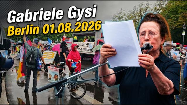 Die Welt ist verrückt geworden. Wacht auf! Antikriegsrede von Gabriele Gysi am 01. August in Berlin
