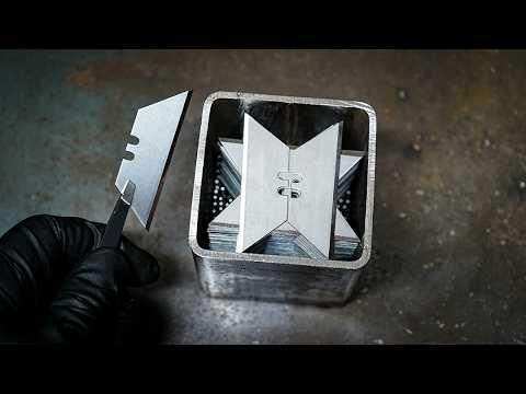 Forging 200 Razor Blades into Damascus Chef Knife