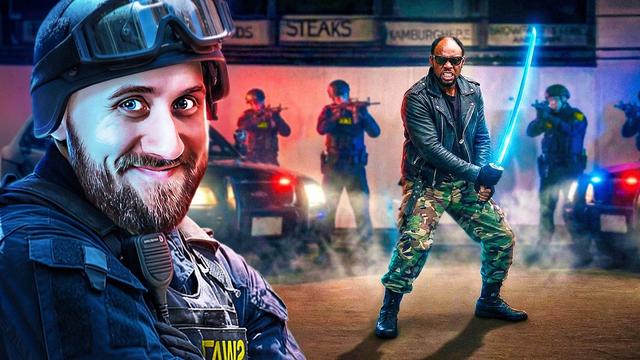 Ein Mann und sein Schwert (gegen die Polizei)